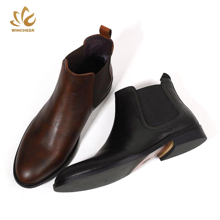 Прямая поставка с фабрики; Модная водонепроницаемая обувь; Ботинки Челси; Мужские коричневые кожаные ботинки