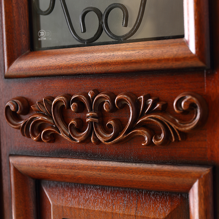 高級アンティーク彫刻無垢材の玄関ドア中国工場合板二重ドア現代