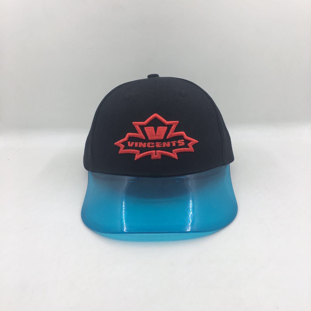 Blue Transparent PVC Brim Baseball Mesh Cap 5 Panel Mesh Trucker Cap