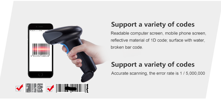 Wireless CCD Image 1D Barcode Reader High-end Cordless Auto Scanning Gun Wireless Handheld Rugged Barcode Scanner