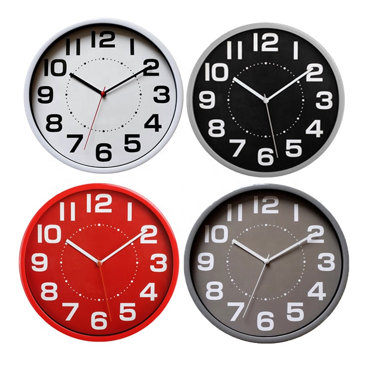 Недорогие Пластиковые Настенные часы 10 дюймов с простым круглым дизайном для украшения дома