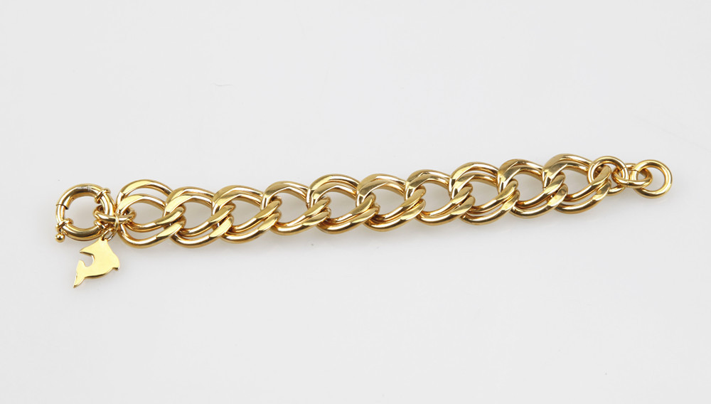 Moda joya al por mayor joyería de acero inoxidable chapado en oro cierre gran cadena de delfines pulsera pulsera