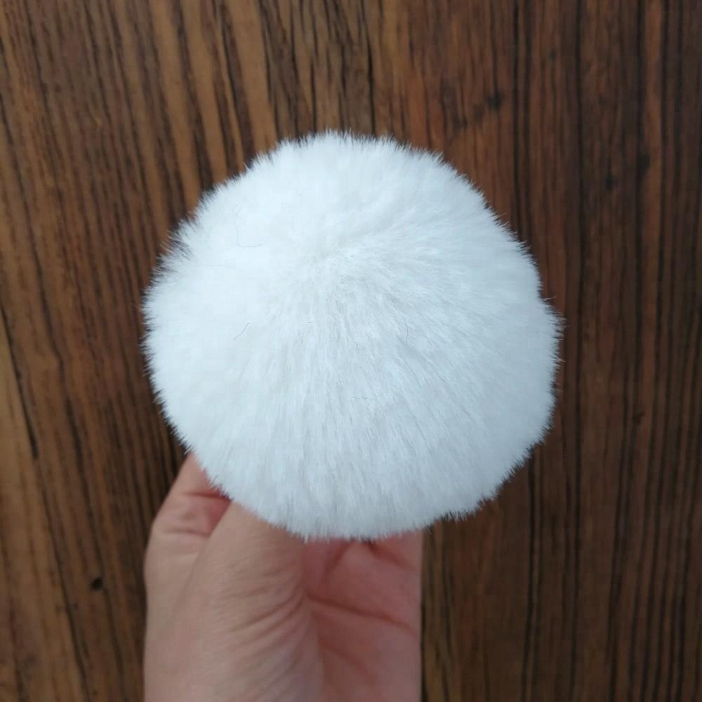 Белые Рождественские пушистые Помпоны из кроличьего меха