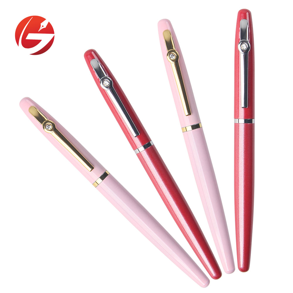 Китайская дешевая металлическая Заказная цветная тонкая Студенческая авторучка для рождественского подарка