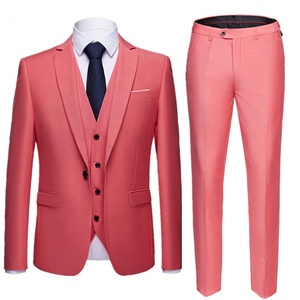 Quick Shipping Bright Color Casual Party 3 Pieces Coat Pant Night Suit For Man