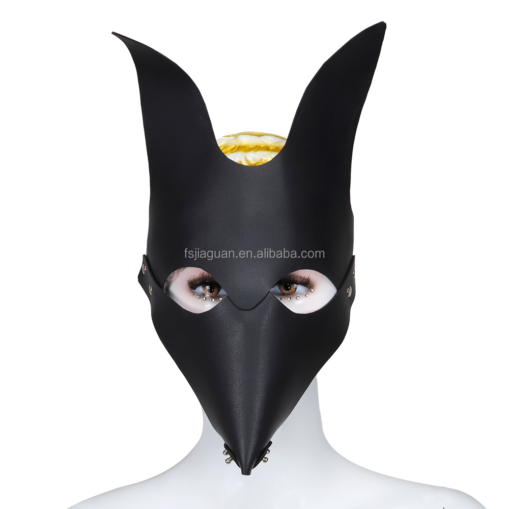 PU Leather Hood Head Mask Headgear Dog Bondage Slave Adult Adjustable Black NEW