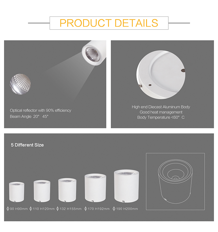 LED Light 15w 45w led surface mounted cylinder pendant downlight lighting 25w 35w cob ceiling lamp for hair mobile shop