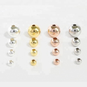 Fashion Round Ball Spacer Genuine 925 Sterling Silver Material Beads DIY Charms Jewelry Accessories Women