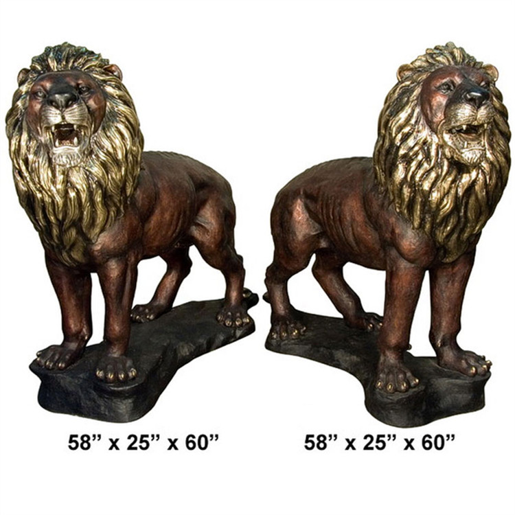 ライオン像彫刻等身大アンティークブロンズ座る中国工場