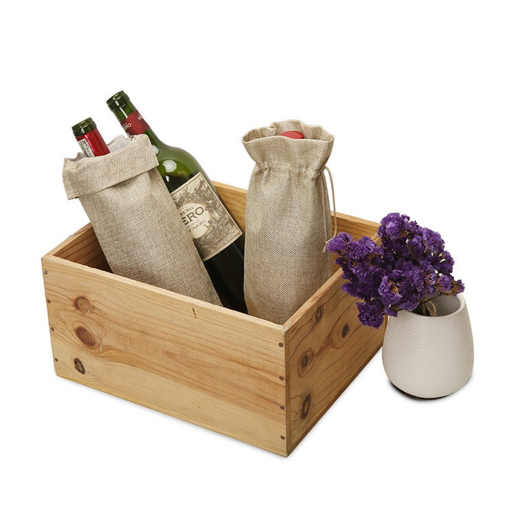 Borsa per vino in iuta con logo personalizzato ecologico da 10 pezzi per il miglior regalo per gli amanti del vino