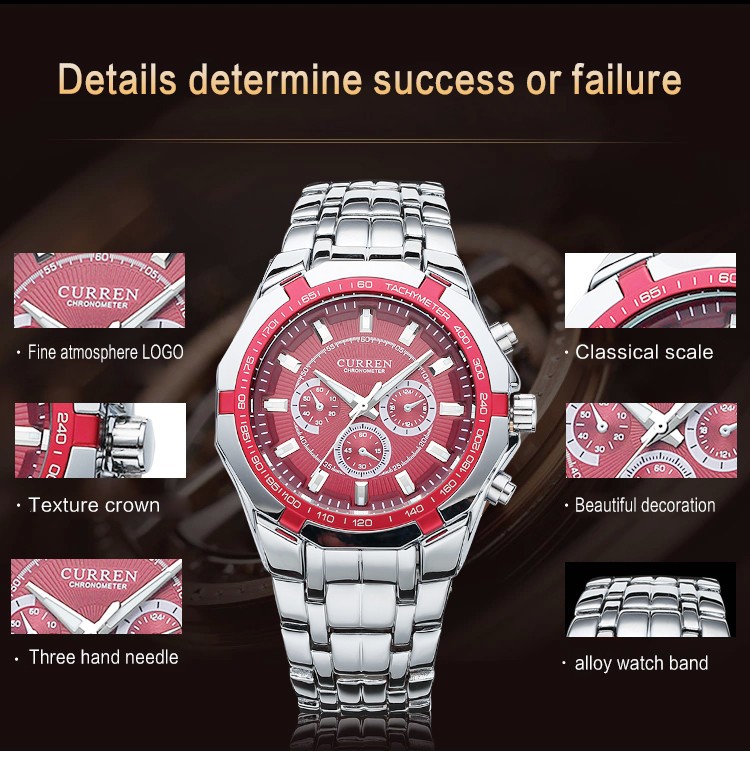 CURREN 8084 Men's Luxury Chronograph Watch - Waterproof Stainless