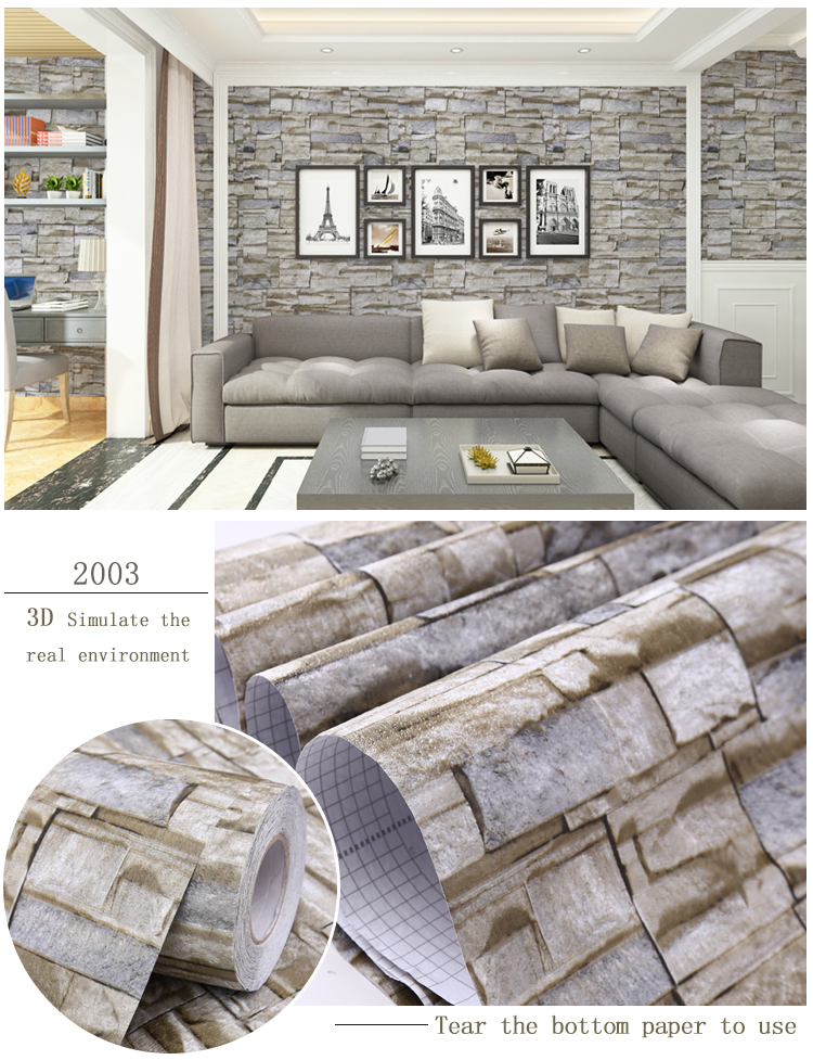 Supplier self adhesive 3d brick wallpaper for wall decoration 1.22*50M roll