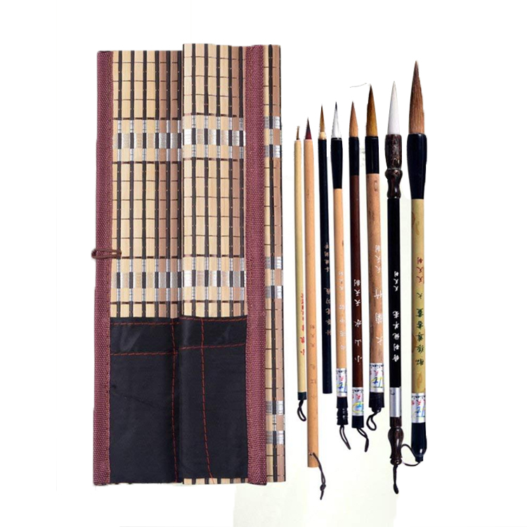 Tianjintang Vintage Chinese Professional Calligraphy Writing Ink Painting Langhao Brush Set in Wooden Box for Learners Pack of 3 pcs