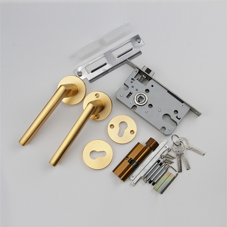 Zinc alloy door handle lock room door gold door handle