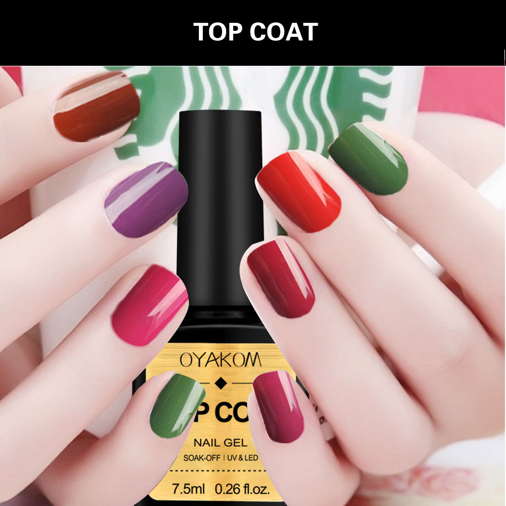 OYAKOM Top Coat and Base Coat Soak Off Nail Polish UV Gel LED Nail Primer Gel Varnish Transparent Nail Art Gel Polish