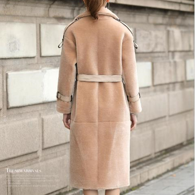 Fashion Winter Women Custom Shearling Sheepskin Fur Coat Long Coat