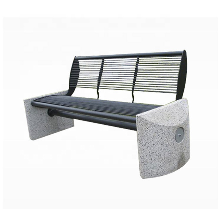 Landscaping Garden Stone Bench With Back Outdoor Concrete
