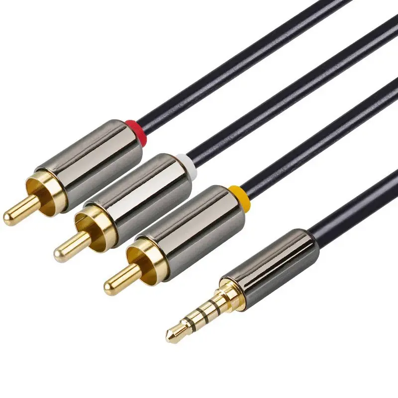 VOXLINK pure copper 1m 3.5mm Gold Plated Jack audio Cable Plug to 3 RCA av Cable