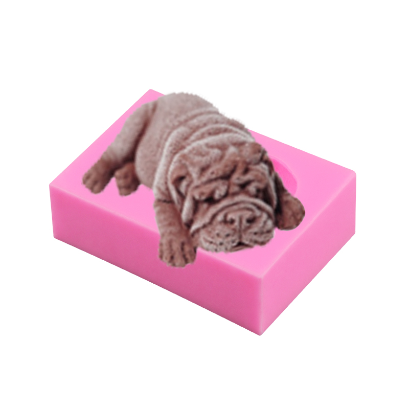 Venda quente Bonito Shar-Pei Cão Projeto Fondant Bolo Decoração Moldes de Silicone Moldes 3D