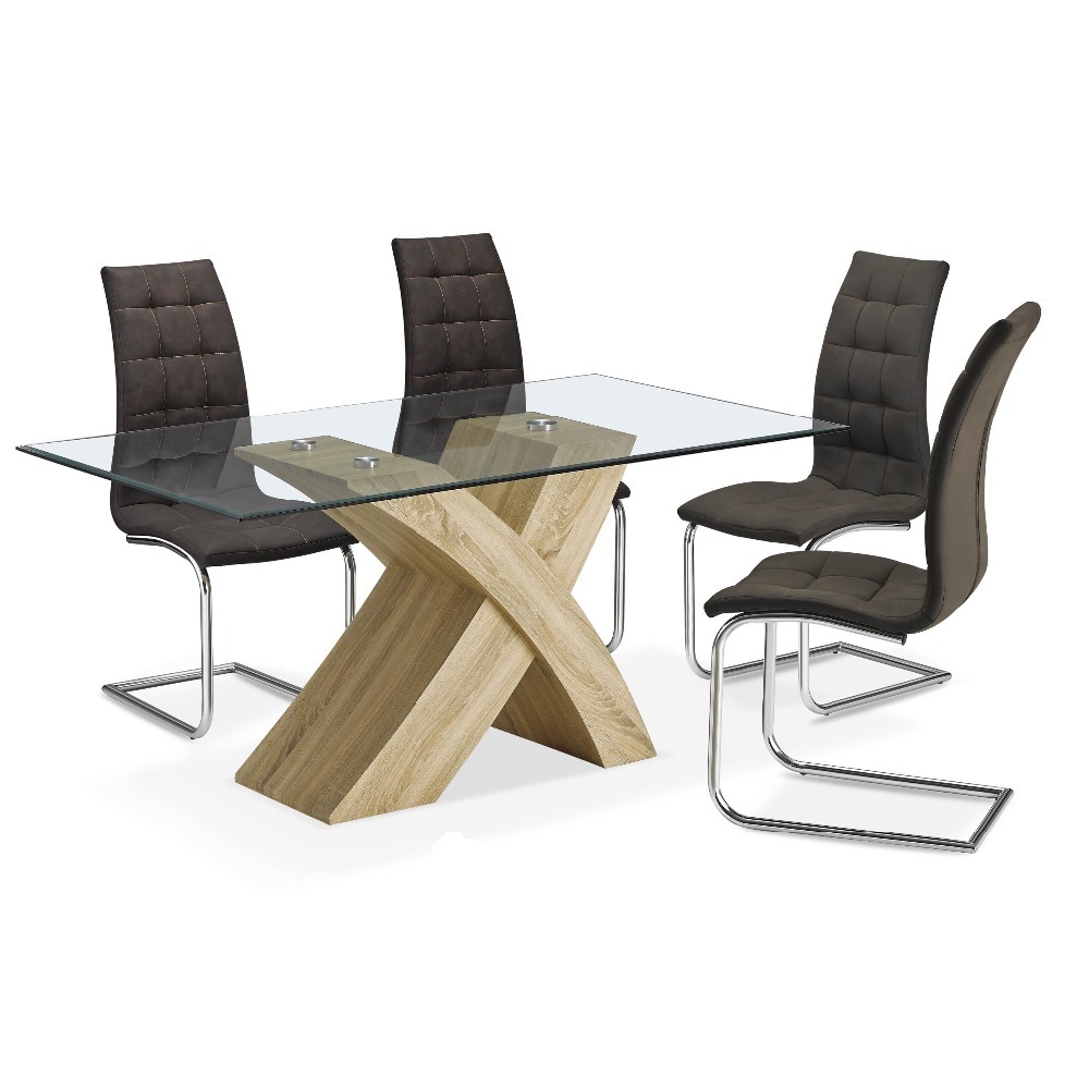 Modern Living Room Furniture Glass Top Wooden Table Buy Dining Table Glass Top Dining Table Glass Table Product On Alibaba Com