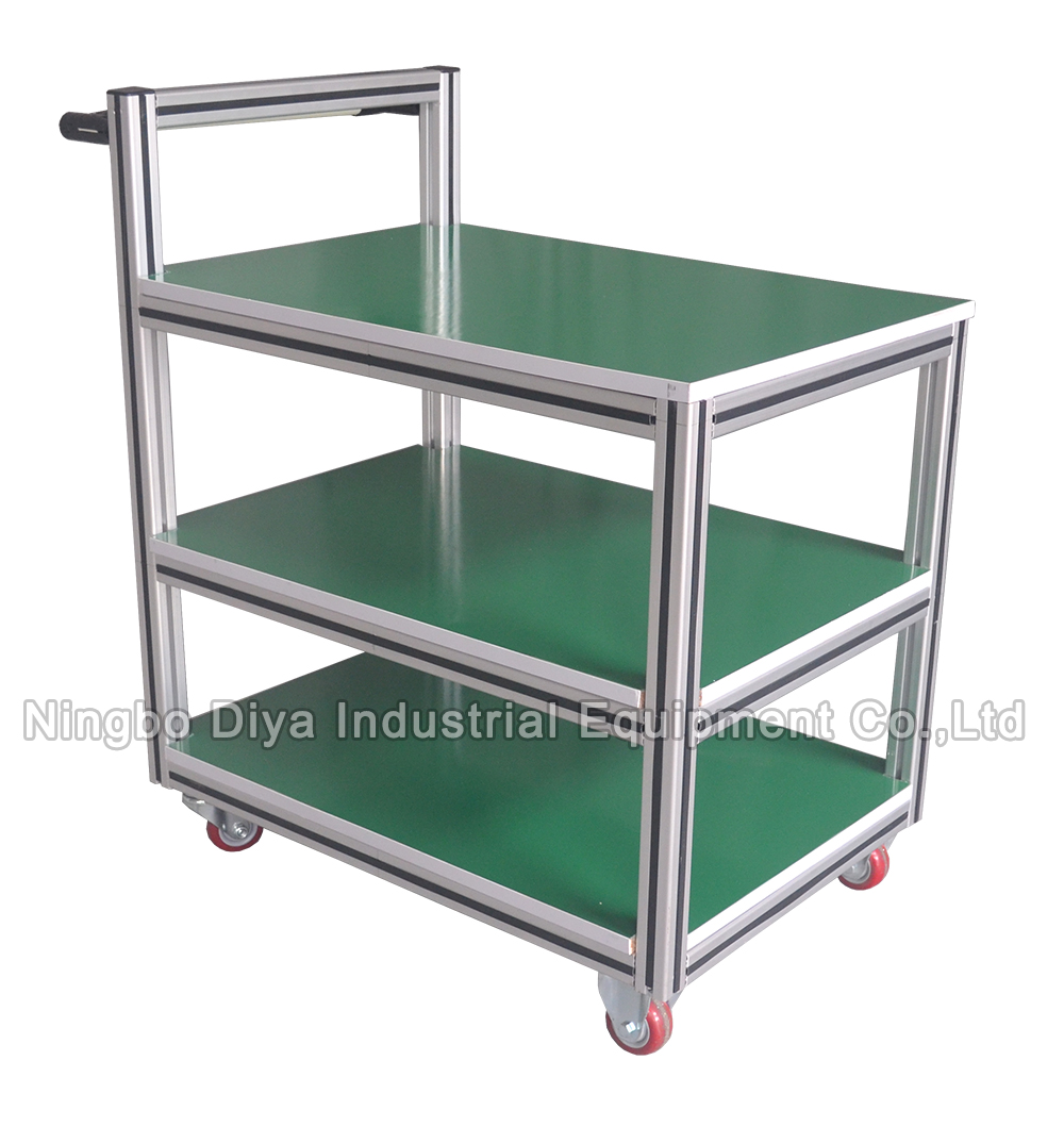 DY-T112   Industrielle Aluminiumlaufkatze drücken Tote Cart 3 Schichten von Hand ein