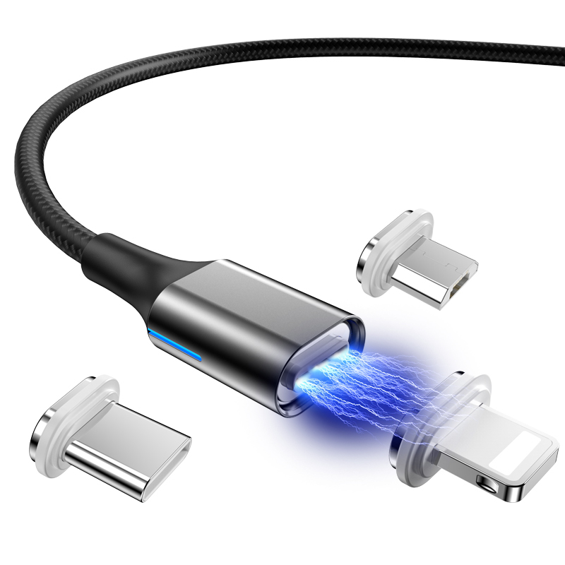 2019 новейший PD QC 3 в 1 Макс 3A Магнитный Дата-кабель для iPhone Micro USB Type C Магнитный Дата-кабель