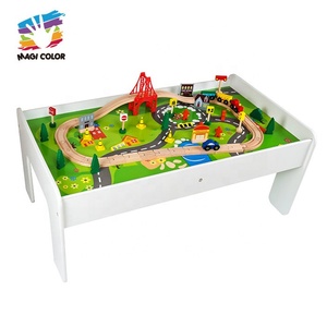 wooden train table set