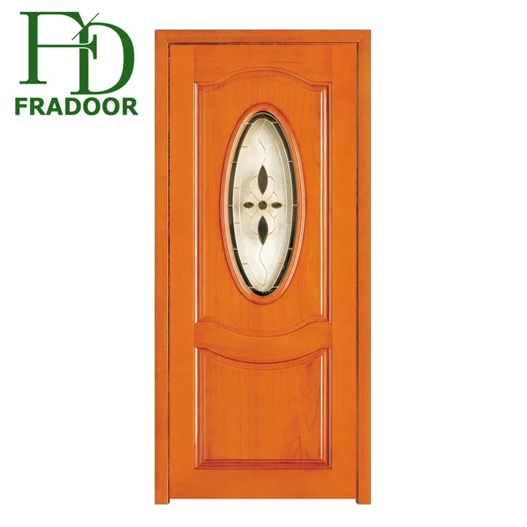 Profesional Oval vidrio plano Mdf entrada puerta de madera
