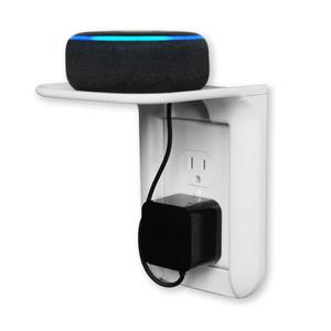 Wall Outlet Shelf echo dot stand Decor Outlet with Cable Channel Charging for Cell Phone, Dot 1st and 2nd 3rd Gen