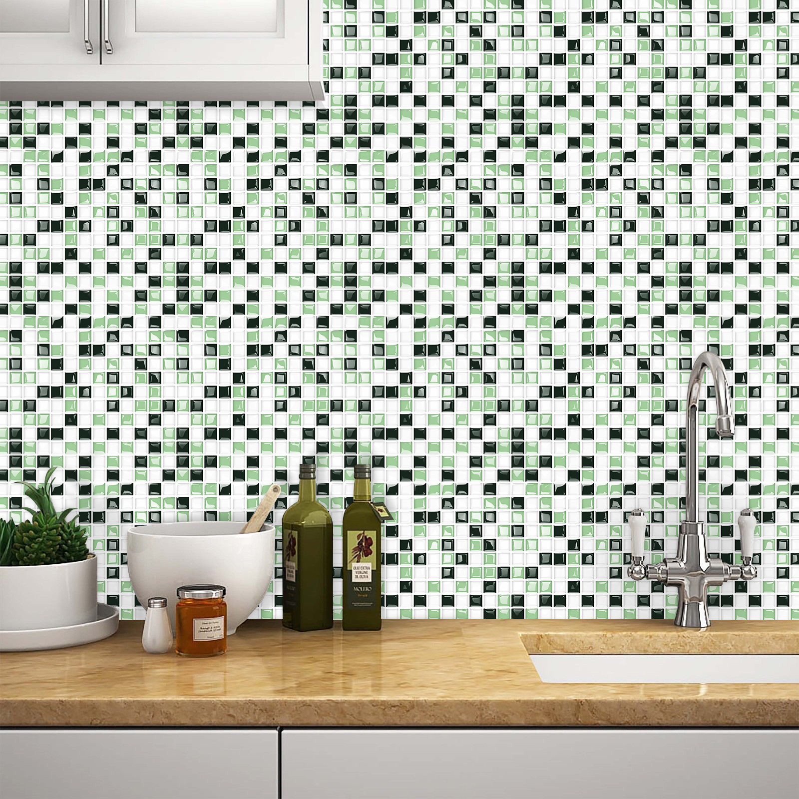 Interior decoration self adhesive waterproof mosaic vinyl wallpaper for kitchen backsplash