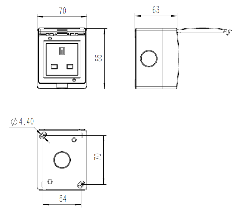 CE Wall Mounted 13 Amp British Type 1 Gang Socket Waterproof