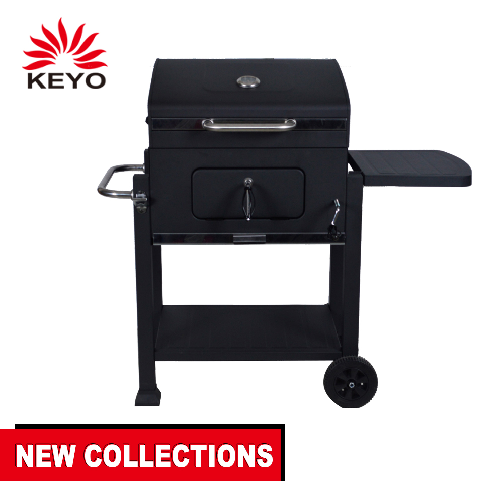 Vaggan 2 Burner Large Gas BBQ on Wheels With Side Plates Portable Gas Barbecue