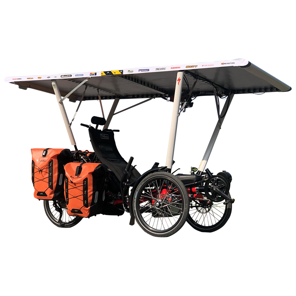 铝合金框架户外旅行后悬挂 velo 电动太阳能三轮车 recumbent 自行车