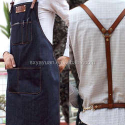 custom no minimum urban stylish bib waist uniform restaurant bar waiter chef denim apron