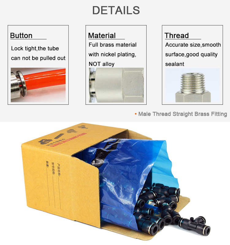 mini pneumatic m5 male straight quick connect air fitting hose connector