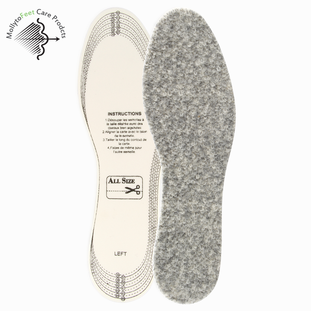 Natural Sheep Wool Felt Warm Insoles Pads for Shoes Women Men Thickness 4mm Pair