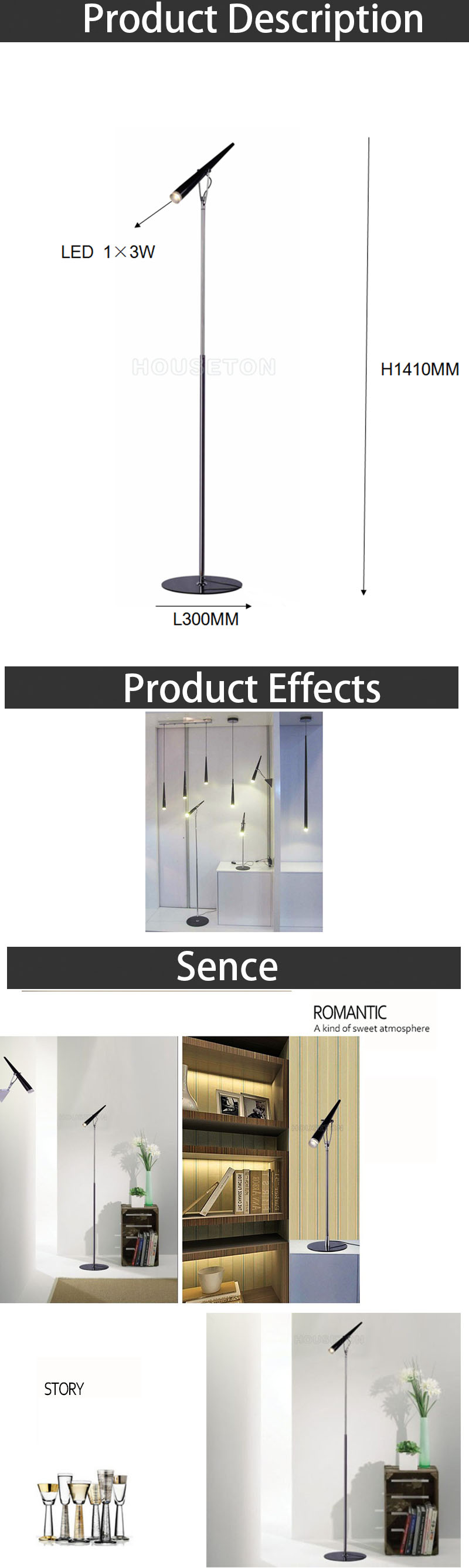 High Quality Hotel Bedside Industrial Metal Portable Luminary Led Floor Stand Lamp