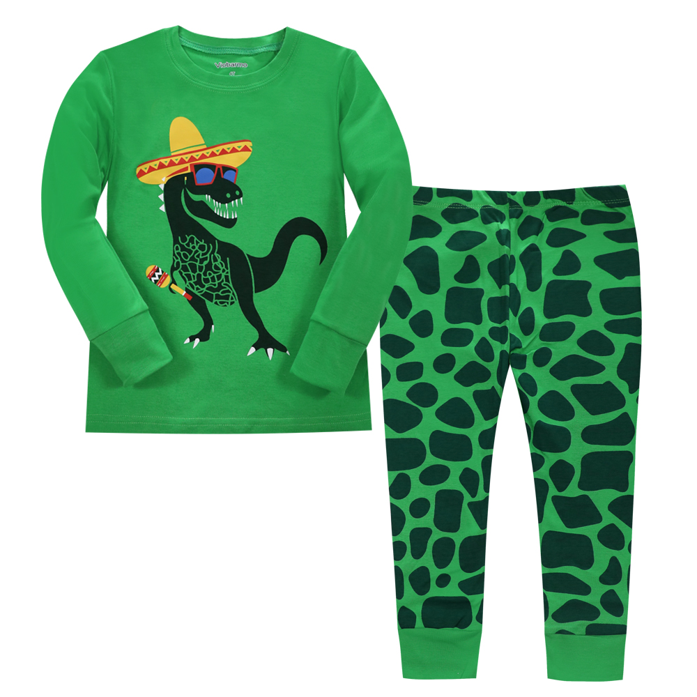 С длинными рукавами Лидер продаж, оптовая продажа, хлопковая детская пижама с динозаврами