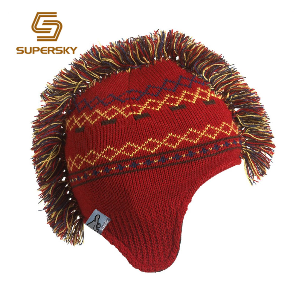 sherpa style hat mohawk punk funny 100/% wool fully lined inside