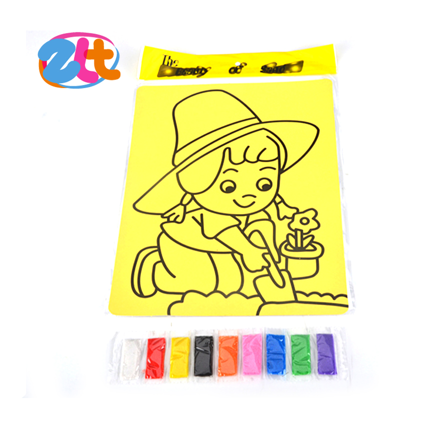 10pcs Kids DIY Color Sand Painting Art Creative Drawing Toys Sand Paper Craft PT