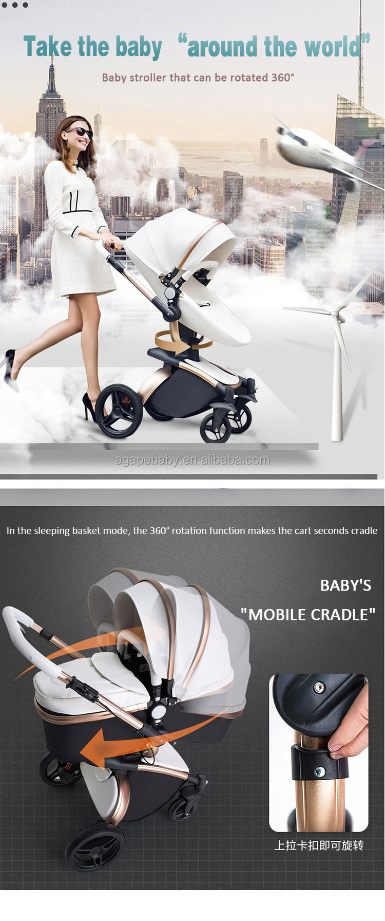 Fast Shipping Door To Door Luxury Baby Stroller 3 in 1 Folding bi-directional high landscape stroller baby pram china factory