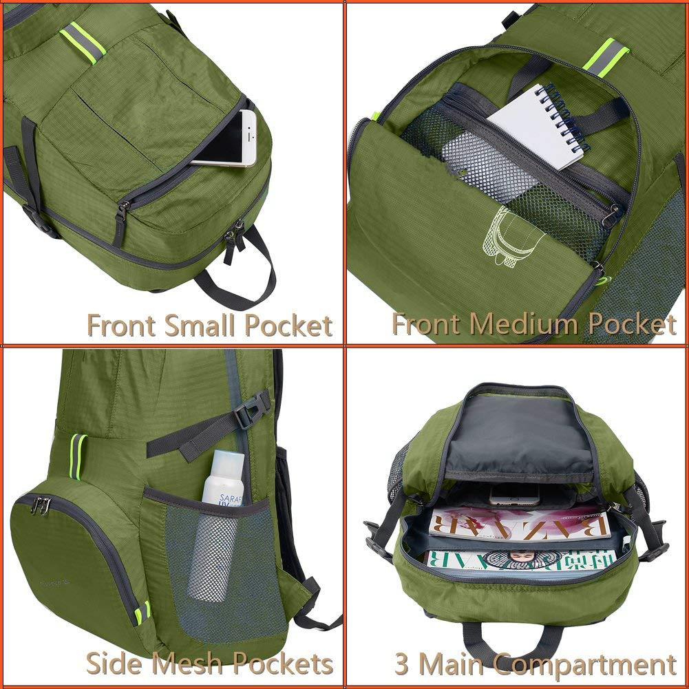 Sac &agrave; dos pliable ultra l&eacute;ger, petit sac &agrave; dos de voyage pliable r&eacute;sistant &agrave; l'eau de 25 L