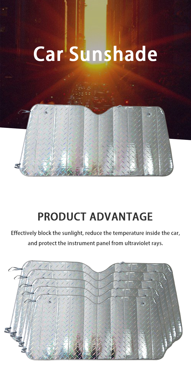 ZY-Q-045 car Front glass laser aluminum car sunshades protector car windshield Foldable sun shade