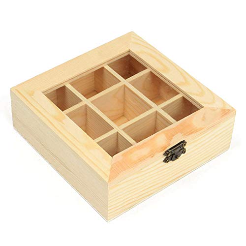 Оптовая продажа, 9 отделений, квадратная чайная коробка из натурального необработанного дерева
