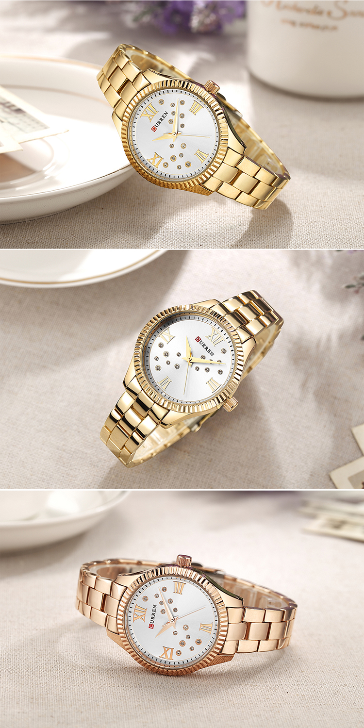 CURREN – montre-bracelet à Quartz pour femmes et filles, Design cristal, 9009