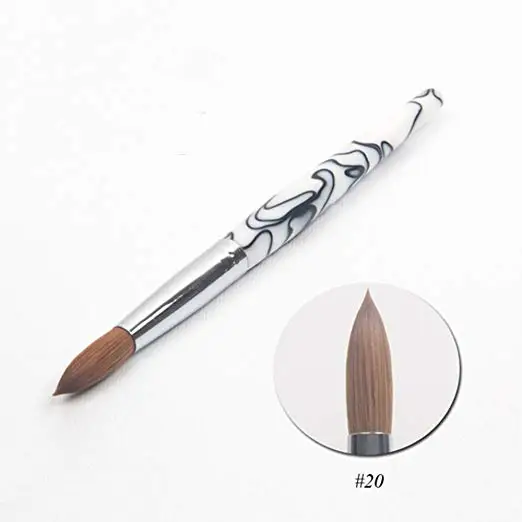 Big Size Acrylic Nail Brush Classical Design White Acrylic Handle Kolinsky Nail Art  Brush 20#