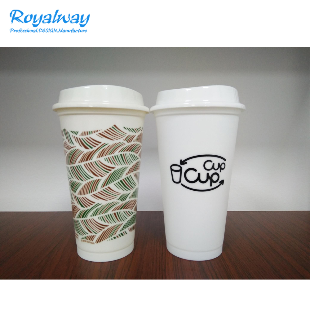 100% рекламная пластиковая кофейная чашка без бисфенола А в одной стенке, многоразовая кофейная чашка PP