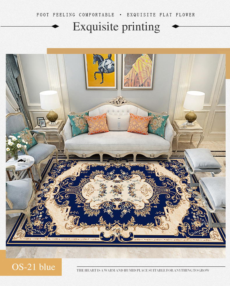 Customize Sizes Bottom Non-slip Design Polyester Fabricn Decorative Europe Style Home and Hotel Carpet