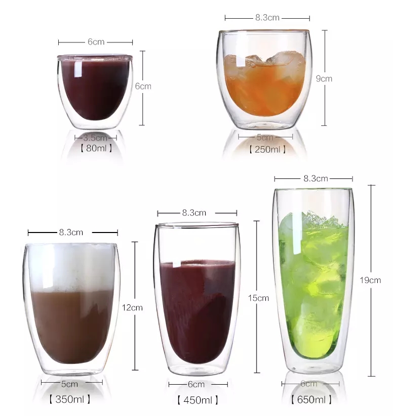 Coffee or Tea Glass Mugs Drinking Glasses Set of 2-15oz Double Walled Thermo Insulated Cups, Latte Cappuccino Espresso Glassware
