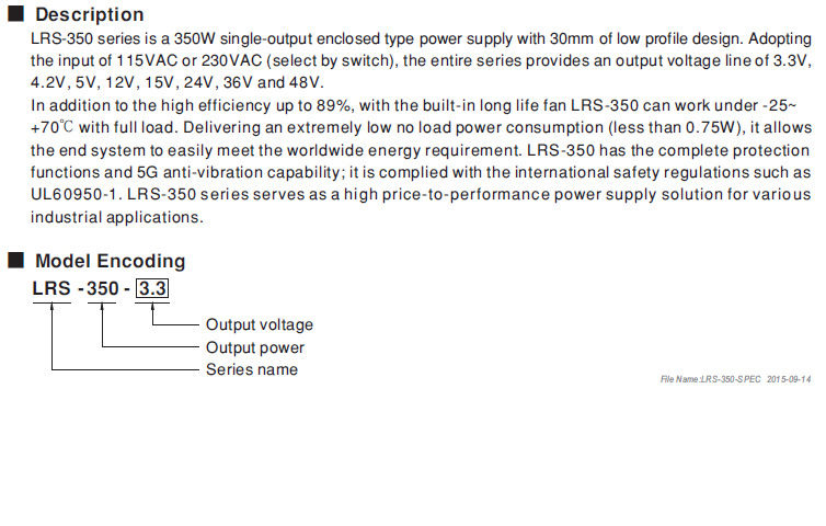 Original MEAN WELL 350W Single Output Switching Power Supply LRS-350-5